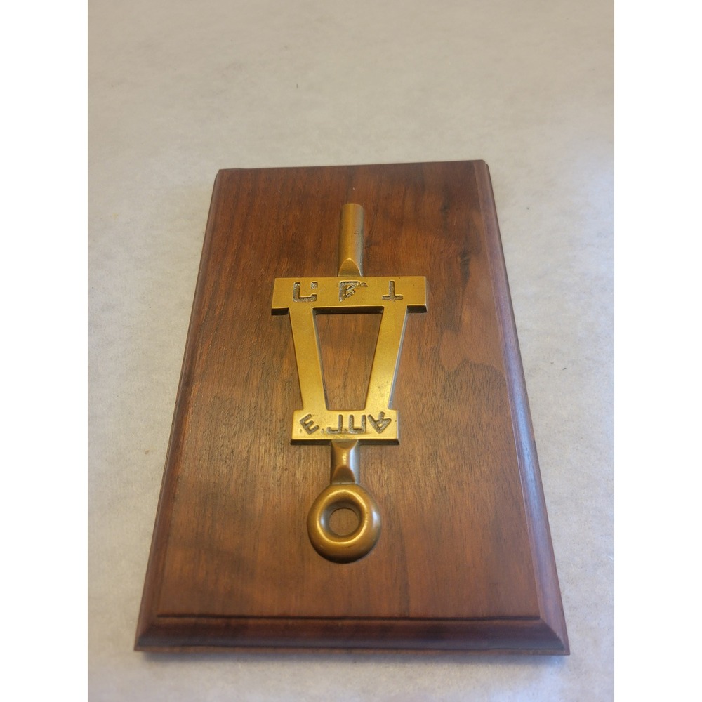Tau Beta Pi Fraternity Brass Patch Plaque Bent Key Sign Engineering Sculpture